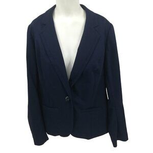 Lane Bryant One Button Navy Blue Blazer Size 14 Stretch Lined Career Work Pocket